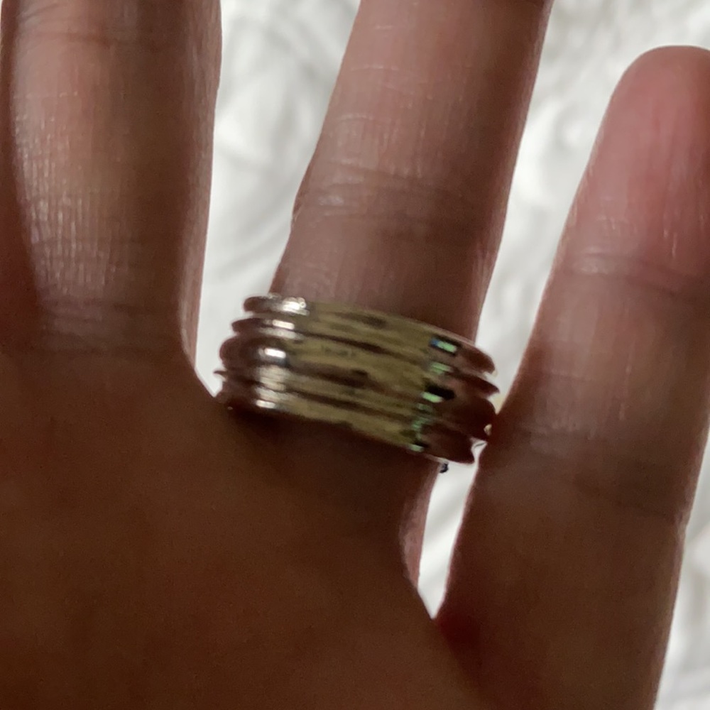 Anne Klein textured silver ring- 5.5-6